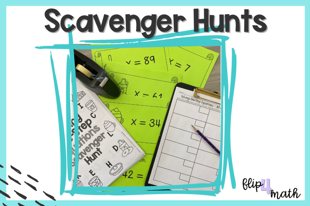 Middle School Math Game 3 -Scavenger Hunts