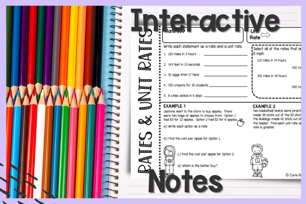 Unit Rates Interactive Notes