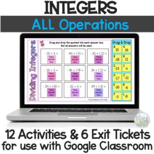 Digital Integer Operations Activities | Adding Subtracting Multiplying Dividing
