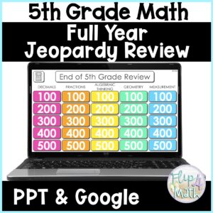 End of Year 5th Grade Math Review Jeopardy Game State Test Prep All Standards