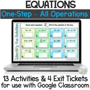 Solving One-Step Equations Activities and Exit Tickets | Digital Math Practice