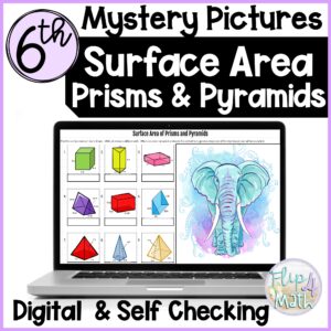 Surface Area of Prisms & Surface Area of Pyramids Mystery Picture Self Checking