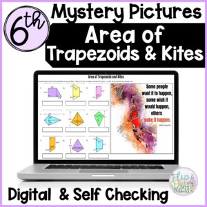 Area of Trapezoids and Area of Kites Mystery Picture Self Checking