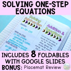 Solving One-Step Equations Interactive Notebook Foldables & Google Slides
