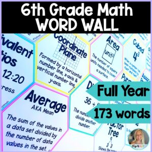 6th Grade Math Word Wall Bulletin Board Decor FULL YEAR