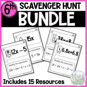 6th Grade Math Scavenger Hunt Activities | 15 Lesson Review & Test Prep