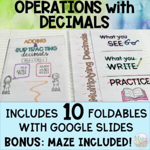 Operations with Decimals Interactive Notebook Foldables & Google Slides