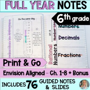 6th Grade Math Full Year Envision Aligned Interactive Notes & Teacher Slides