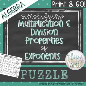 Multiplication and Division Properties of Exponents Puzzle