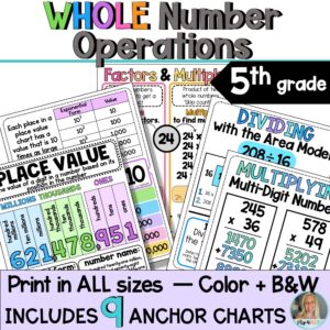 Whole Number Operations Anchor Charts | 5th Grade Math | Place Value